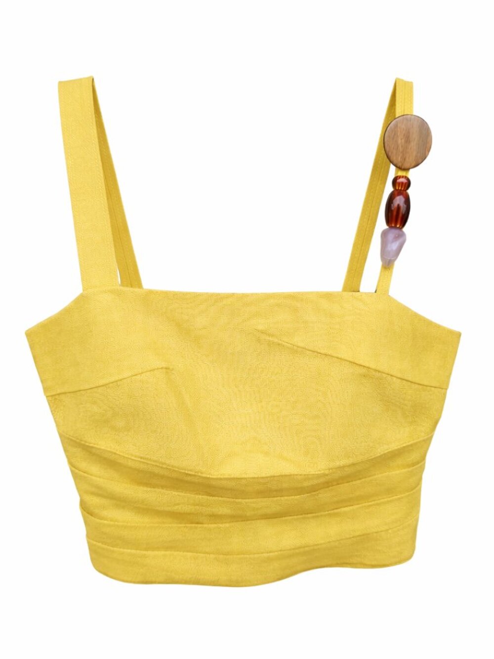 PrettyLittleThing Yellow Women’s Top Size 8 With Beaded Strap, NWT
